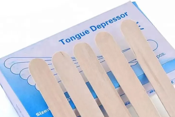 Depressor de língua de madeira descartável